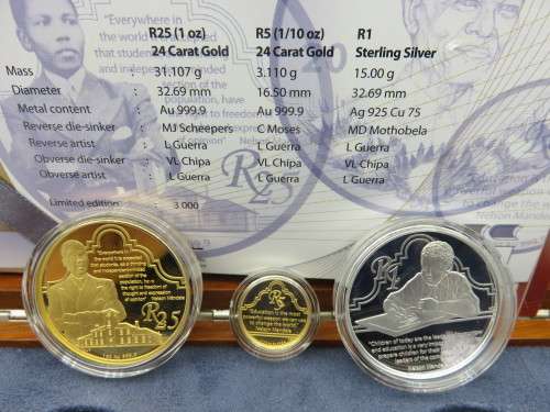 2014 SA Protea Prestige Set - 1oz, 1/10th Gold 24 Carat and R1 Silver | Fun R1 Start |