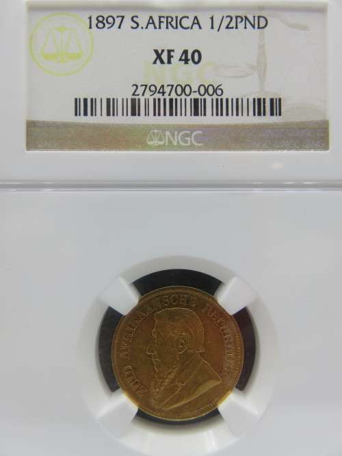 1897 ZAR GOLD HALFPOND NGC Graded XF40 | FUN R1 Start