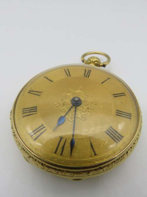 Beautiful Antique 18 Carat Gold Pocket Watch with Key - RARE this Nice - Working Condition
