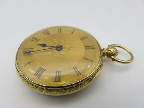 Beautiful Antique 18 Carat Gold Pocket Watch with Key - RARE this Nice - Working Condition