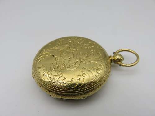 Beautiful Antique 18 Carat Gold Pocket Watch with Key - RARE this Nice - Working Condition