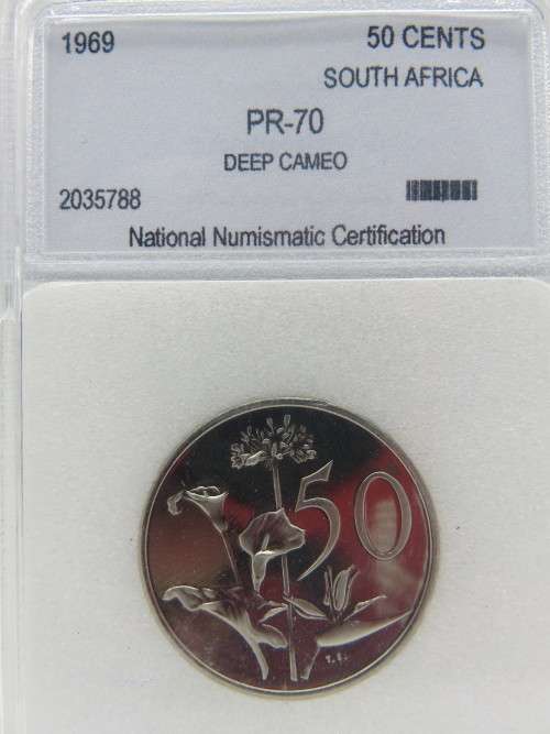 1969 South Africa 50 Cents NNC Graded Proof 70 Deep Cameo | Fun R1 Start