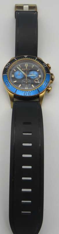 Breil Milano Mens 44mm Chronograph Watch Black / Blue Bezel - 100% Working Condition
