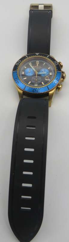 Breil Milano Mens 44mm Chronograph Watch Black / Blue Bezel - 100% Working Condition