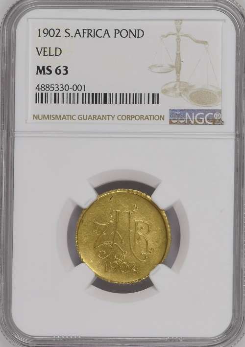 South Africa: Paul Kruger ZAR Gold Veldpond of 1902 MS 63 NGC | Mint State Boer War Emergency Pond
