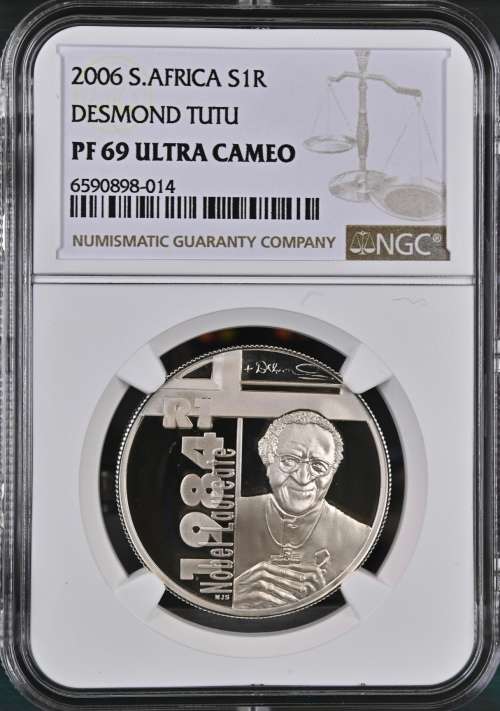 South Africa: Republic Desmond Tutu R1 Silver of 2006 PF 69 NGC