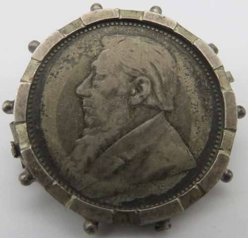 South Africa: Paul Kruger ZAR Silver One Shilling of 1894? Set in Brooch