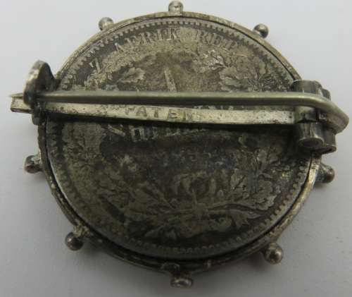 South Africa: Paul Kruger ZAR Silver One Shilling of 1894? Set in Brooch