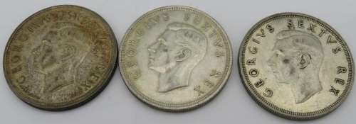 South Africa: Union Silver 5 Shilling (Crown) of 1952 x 3
