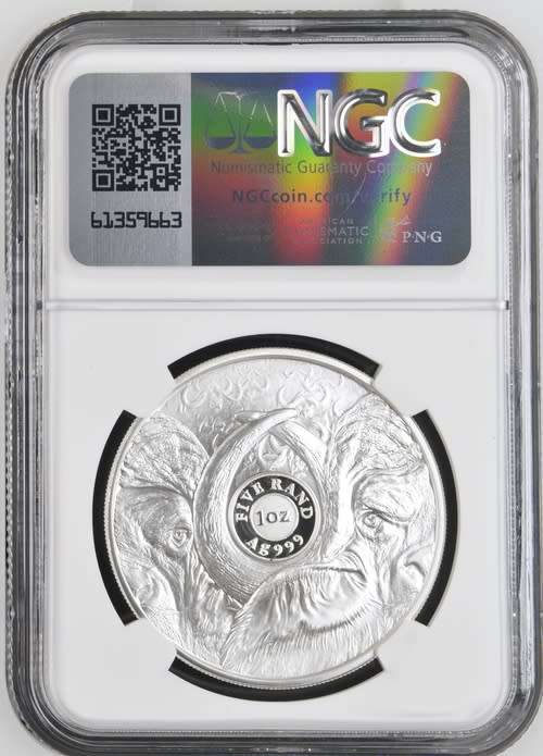 2023 South Africa 1oz Silver Buffalo Big 5 Series II S5R NGC Grade PF 70 ULTRA CAMEO
