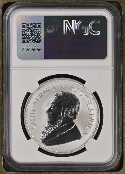 South Africa Silver Krugerrand 50th Anniversary Privy Mark 1oz Fine Silver of 2017 SP 68 NGC