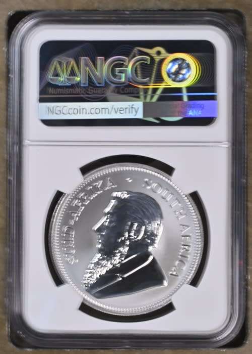 South Africa Silver Krugerrand 50th Anniversary Privy Mark 1oz Fine Silver of 2017 SP 69 NGC