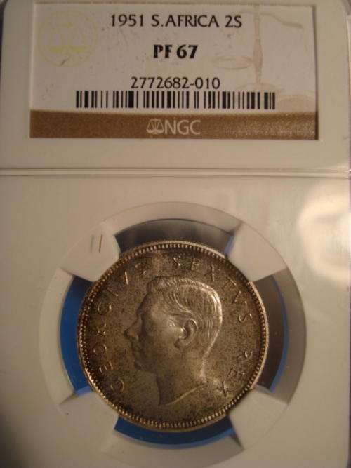 1951 SA Union Silver 2 Shilling NGC Graded PF67 ### Mintage: 2000 Only ### High Grade ### R1 Start