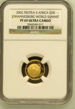 2002 World Summit 1/10th Gold 24 Carat (999.99) NGC Proof 69 ### Mintage: 150 Only ### Crazy 1 Day #