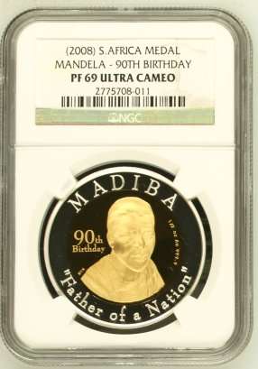 Mandela 90th Birthday Bi-Metal Half Oz Gold 24 Carat (999.99) NGC PF69 Ultra Cameo ### Crazy 1 Day #
