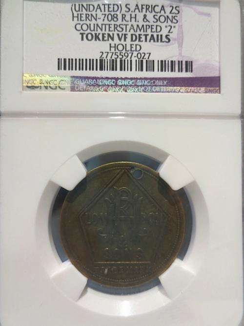 Undated South Africa R.H. & Sons 2 Shilling NGC VF Details ### ULTRA RARE ###