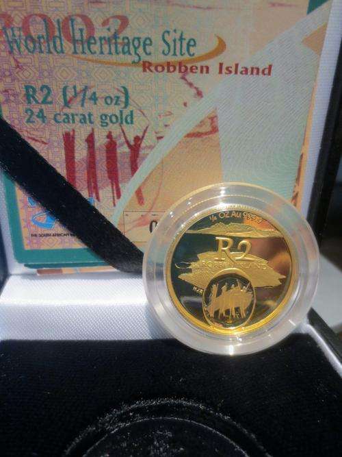 2002 Mandela Robben Island 1/4 oz Gold 24 Carat (999.99) # RARE ### Mintage: 999 Only # R1 Start
