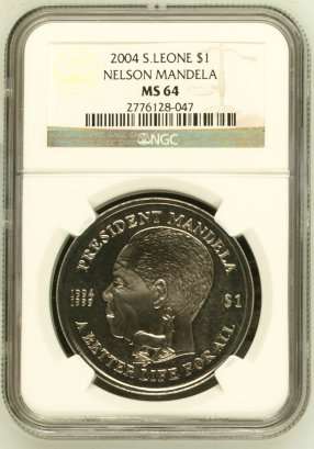 2004 President Mandela Better Life For All 1oz Silver NGC MS64 # LAST ONE # R1 Start