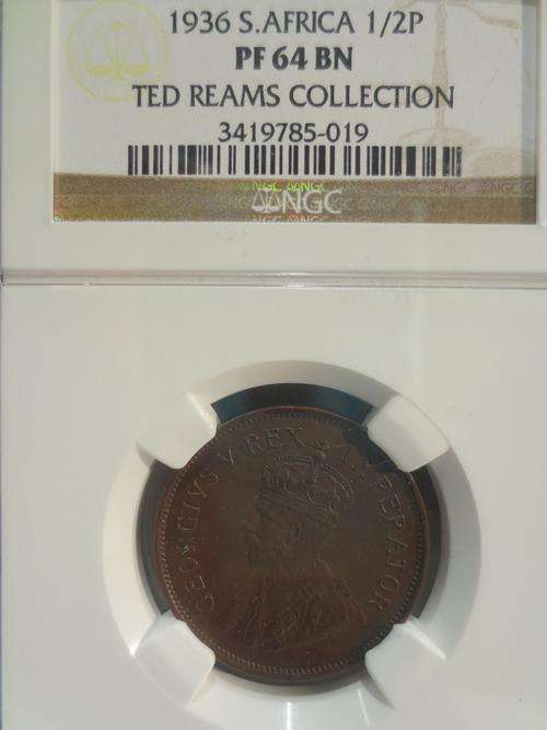 1936 SA Union 1/2 Penny NGC Graded Proof 64 # Mintage: 40 Only # A RARE FIND #
