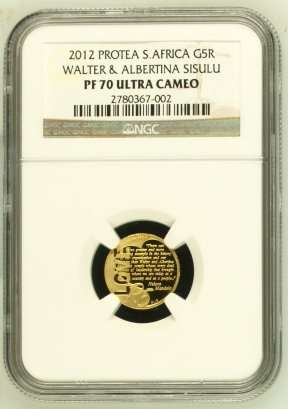 2012 Walter & Albertina Sisulu 1/10th Gold NGC PF70 # PERFECT # One FUN Day ends 9pm #