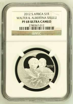 2012 Walter & Albertina Sisulu R1 Silver NGC PF68 Ultra Cameo # FUN GOES ON # 5 Hours Only #