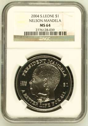 2004 President Mandela Better Life For All 1oz Silver NGC MS64 # FUN ends FRIDAY 4pm #