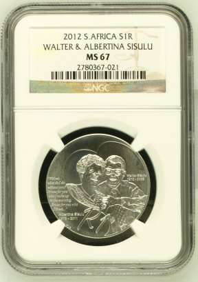 2012 Walter & Albertina Sisulu R1 Silver NGC MS67 # FUN ends FRIDAY 4pm #