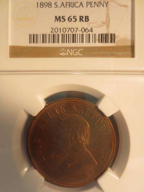 1898 ZAR Penny NGC Graded MS65 RED BROWN # Blazing Mint Red Colour # FUN ends FRIDAY 8pm #