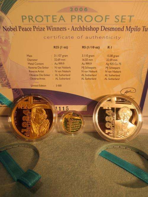 2006 Protea Desmond Tutu Proof Set - 1oz Gold, 1/10th Gold & R1 Silver | FUN SUNDAY |