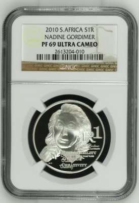 2010 SA Protea Nadine Gordimer R1 Silver NGC PF69 # FUN ends FRIDAY 8pm #