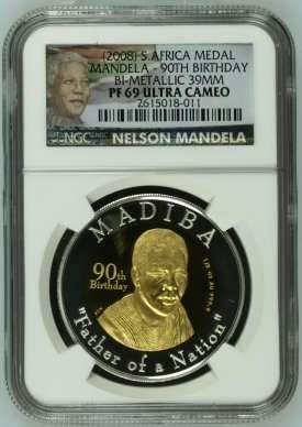 2008 Mandela 90th Birthday Half Oz Gold 24 Carat NGC PF69 | NEW MANDELA LABEL HOLDER | FUN SUNDAY |