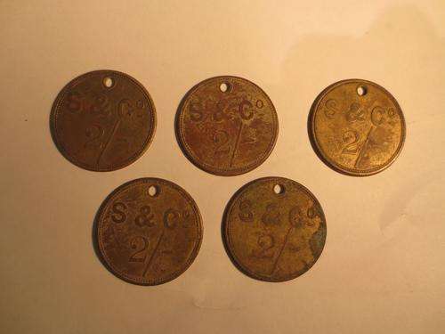 5 x (1874-1932) South Africa Strachan & Co. 2 Shilling | Bid Per Token | FUN SUNDAY |