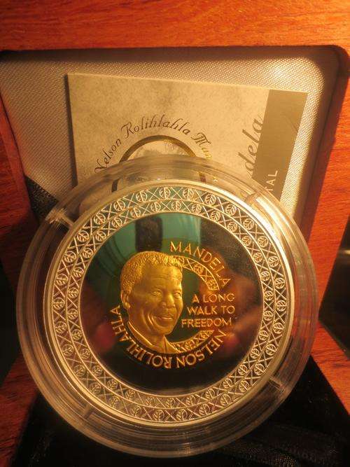 2012 Nelson Mandela 5oz Bimetallic Gold/ Silver Medal | HUGE 5OZ MEDALLION | FUN SUNDAY |