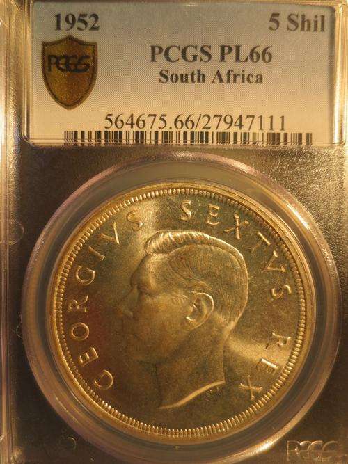 1952 SA Union Silver 5 Shilling PCGS Graded PL66 | VERY HIGH GRADE | FUN SUNDAY |