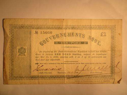 1900 ZAR EEN POND PRETORIA GOUVERNEMENTS NOOT | FUN SUNDAY |