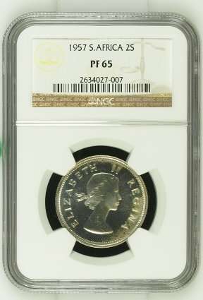 1957 SA Union Silver 2 Shilling NGC Proof 65 | Mintage: 1130 Only | KEY DATE |