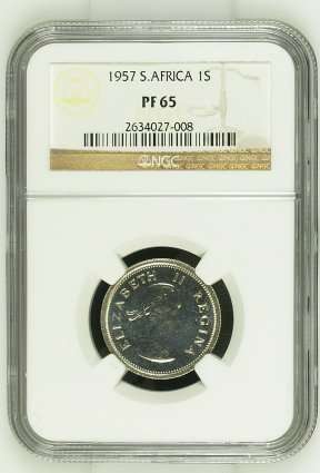 1957 SA Union Silver 1 Shilling NGC Proof 65 | Mintage: 1130 Only | KEY DATE |