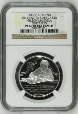 2014 Protea Nelson Mandela Education - Life of a Legend R1 Silver NGC PF69 | ONE FUN DAY |