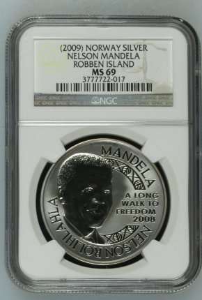 2009 Nelson Mandela Robben Island 1oz Fine Silver NGC MS69 | FUN SUNDAY |