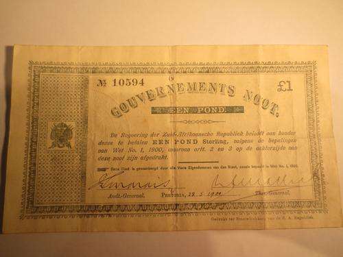 1900 ZAR EEN POND PRETORIA GOUVERNEMENTS NOOT | FUN SUNDAY |