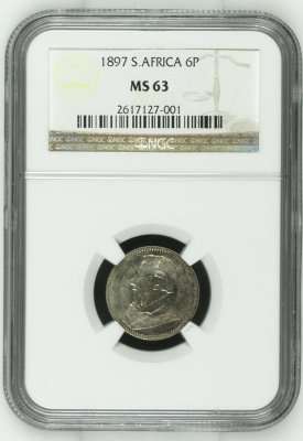 1897 ZAR 6 PENCE NGC MS63 | HIGH GRADE | Hern's Price UNC: R2 000 |