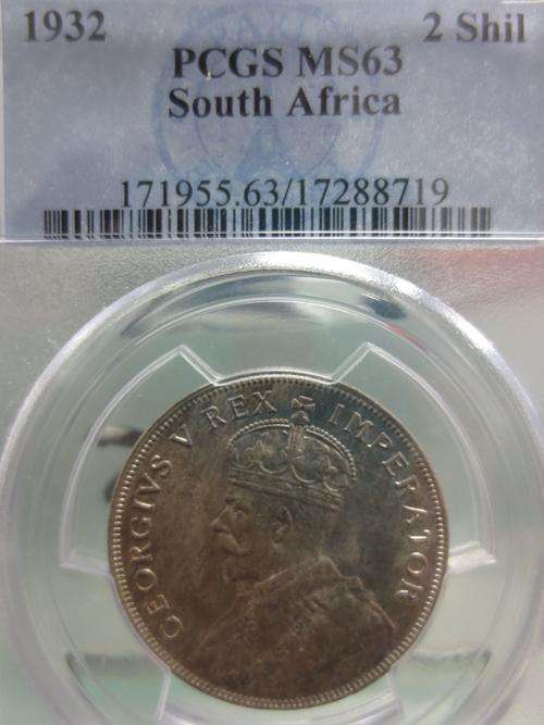 1932 SA Union Silver 2 Shilling (Florin) PCGS MS63 | Hern's Price UNC: R5 000 | Key Date |