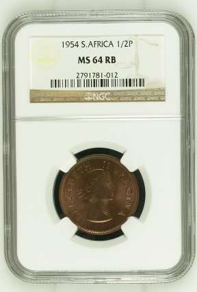 1954 SA Union 1/2 Penny NGC Graded MS 64 RB | 2ND HIGHEST GRADED | ONLY 2 GRADED HIGHER | FUN SUNDAY