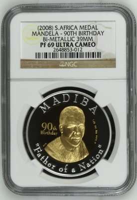 2008 Mandela 90th Birthday Half Oz Gold 24 Carat (999.99) NGC PF69 | ONE FUN DAY |