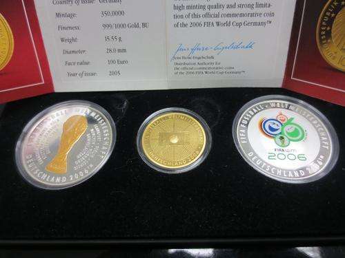 2006 Fifa World Cup Germany Gold and Silver 3 Coin Set - 1/2oz Gold & 2 x 1oz Silver | FUN SUNDAY |