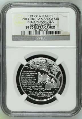 2013 Protea Nelson Mandela Life of a Legend R1 Silver NGC PF70 | PERFECT | ONE FUN DAY |