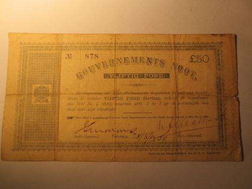 1900 ZAR VIJFTIG POND PRETORIA GOUVERNEMENTS NOOT | RARE | FUN SUNDAY |