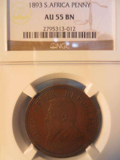 1893 ZAR PENNY NGC GRADED AU55 | Hern's Price UNC R20 000 | KEY DATE |
