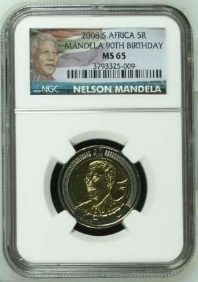 5 X 2008 Mandela 90th Birthday R5 NGC MS65 | FUN SUNDAY |