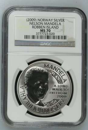 2009 Nelson Mandela Robben Island 1oz Fine Silver NGC MS70 | PERFECT Mint State 70 |